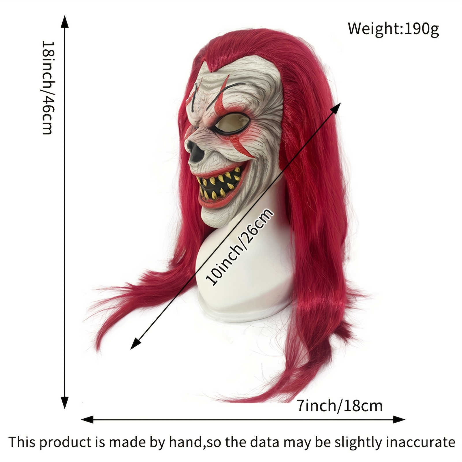 Red-Haired Clown Mask for Halloween and Costume Parties